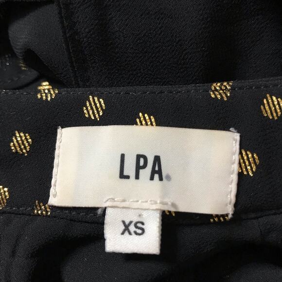 LPA Dress 43 in gold polka dot side cutout cold shoulders halter maxi dress - Picture 9 of 12